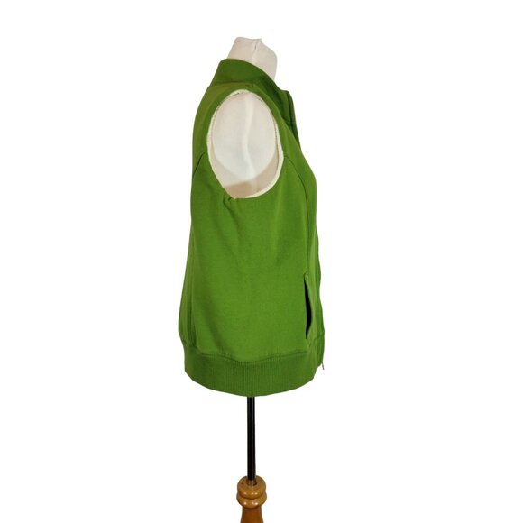 Old Navy Large Fleece Lined Zippered Vest Pockets Green Elastic Bottom Hem COMFY - Picture 2 of 11